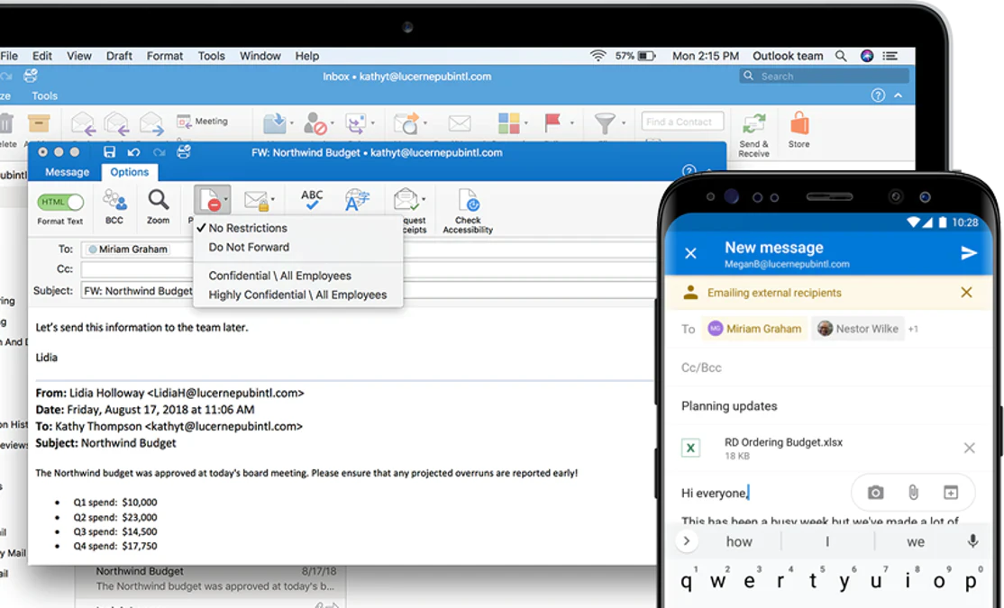screenshot of Microsoft Outlook